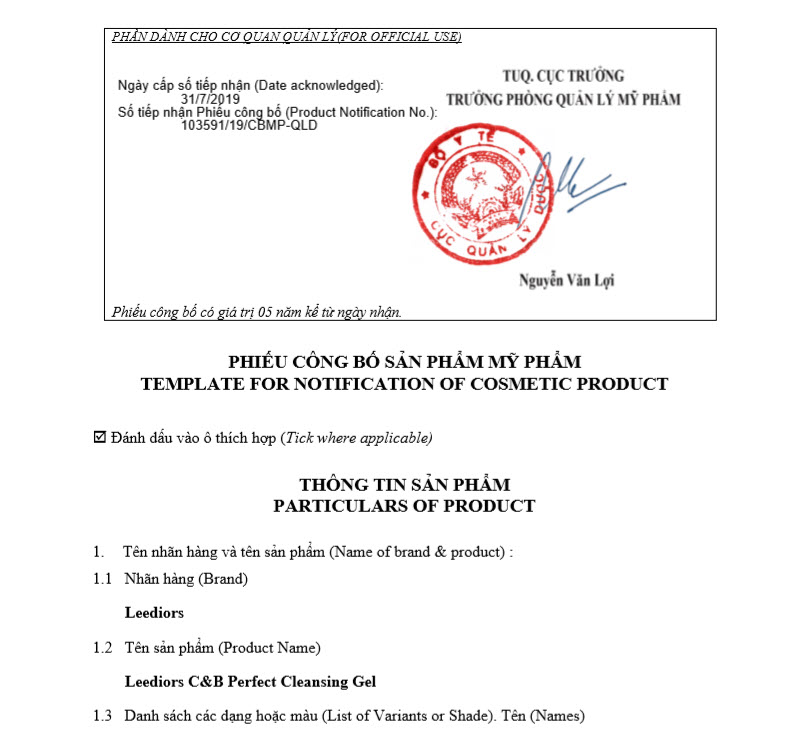  cong bo my pham nuoc hoa