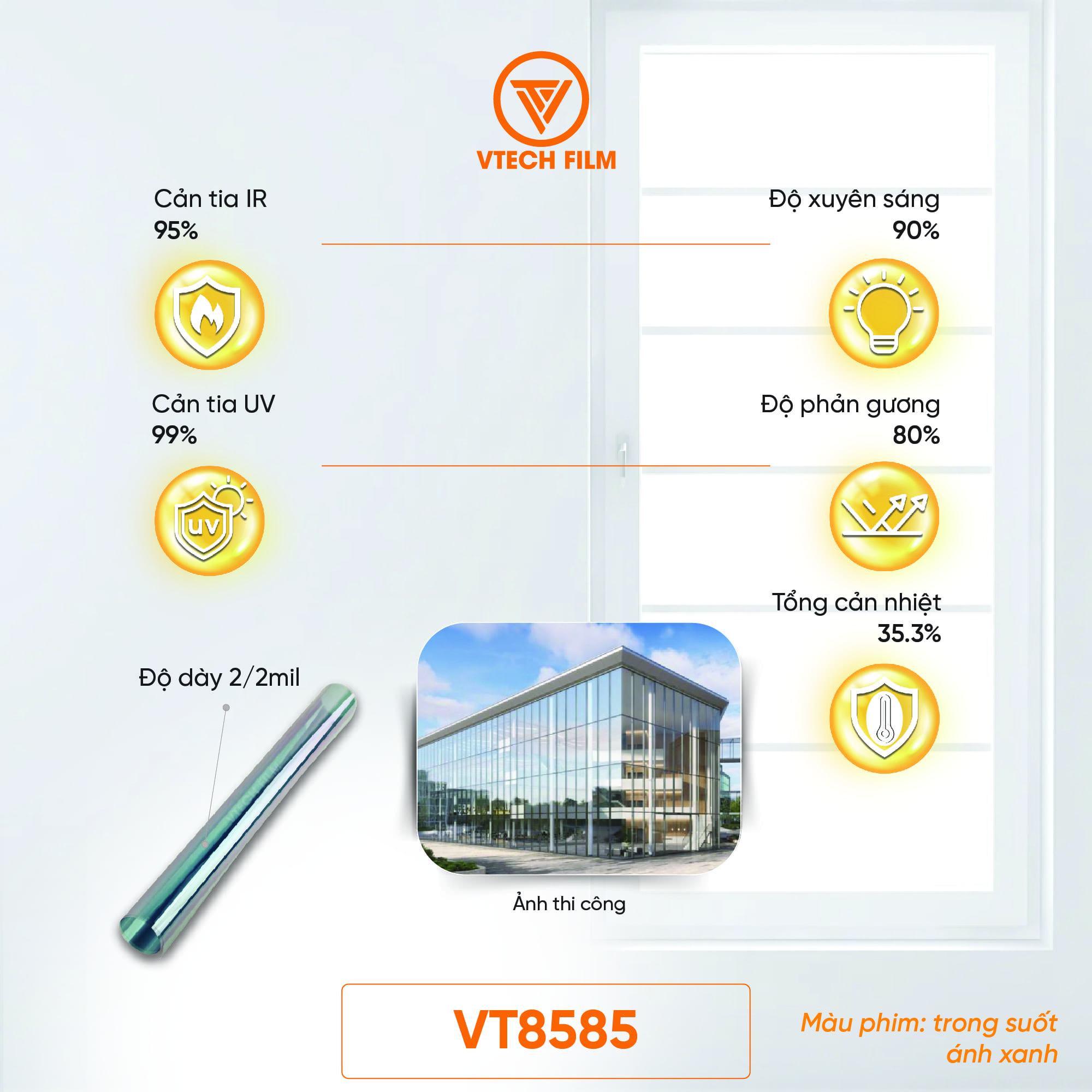 PHIM CÁCH NHIỆT NANO CERAMIC VTECH FILM VT8585