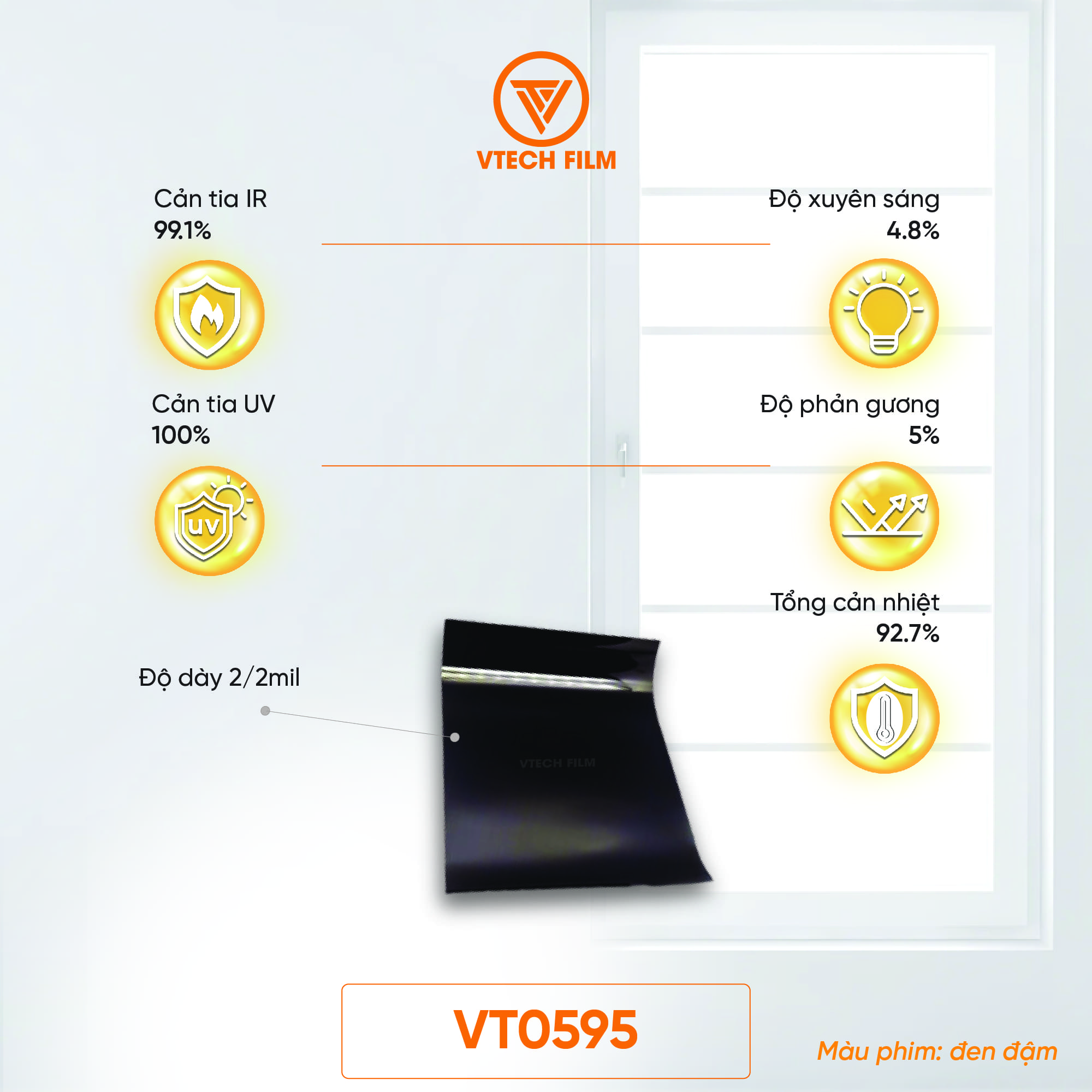 PHIM CÁCH NHIỆT NANO CERAMIC VTECHFILM VT0595