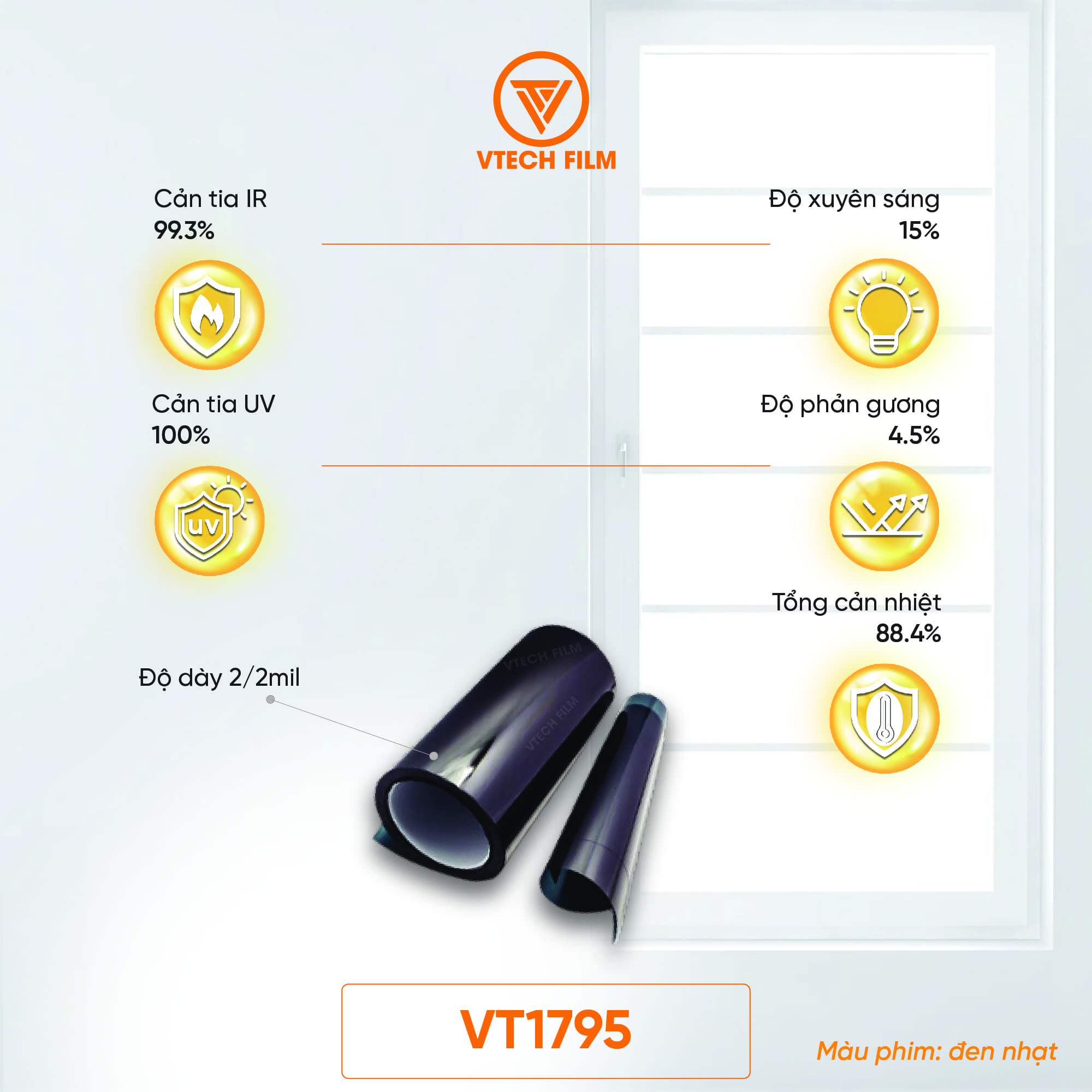 PHIM CÁCH NHIỆT NANO CERAMIC VTECHFILM VT1795