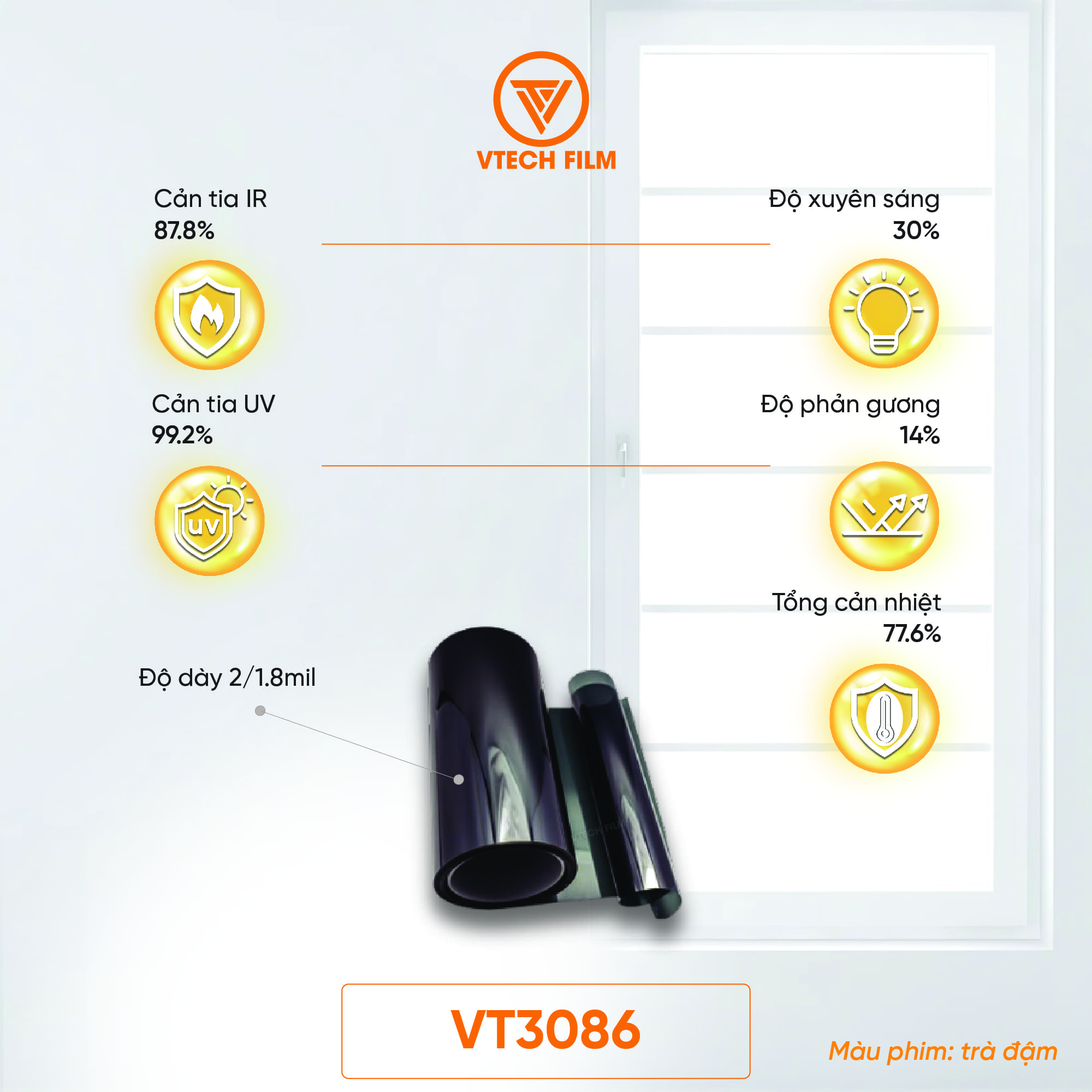 PHIM CÁCH NHIỆT NANO CERAMIC VTECHFILM VT3086